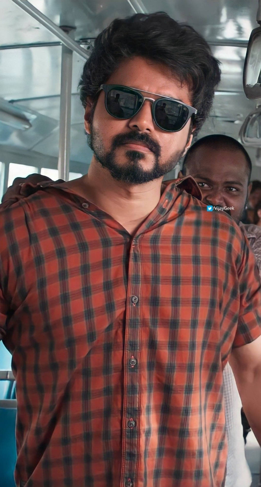 Master Vijay 4k Red Check Shirt Wallpaper | WallpapersOK