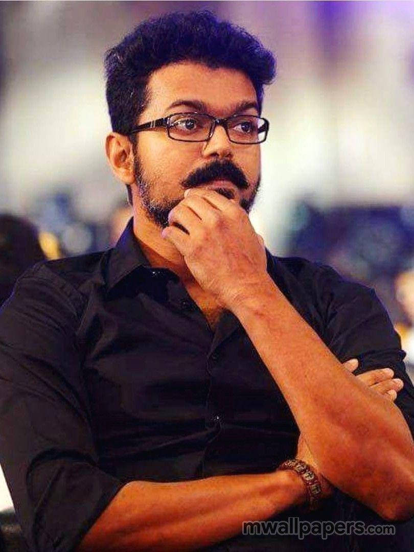 Master Vijay In Black Shirt Wallpaper