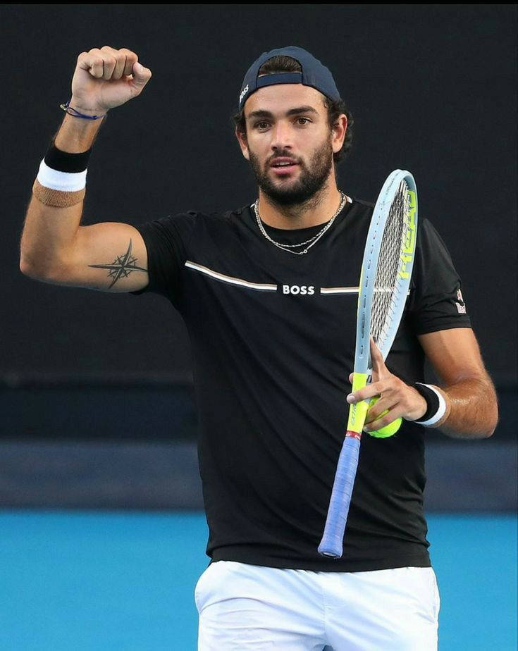 Matteo Berrettini Raising A Closed Fist Wallpaper