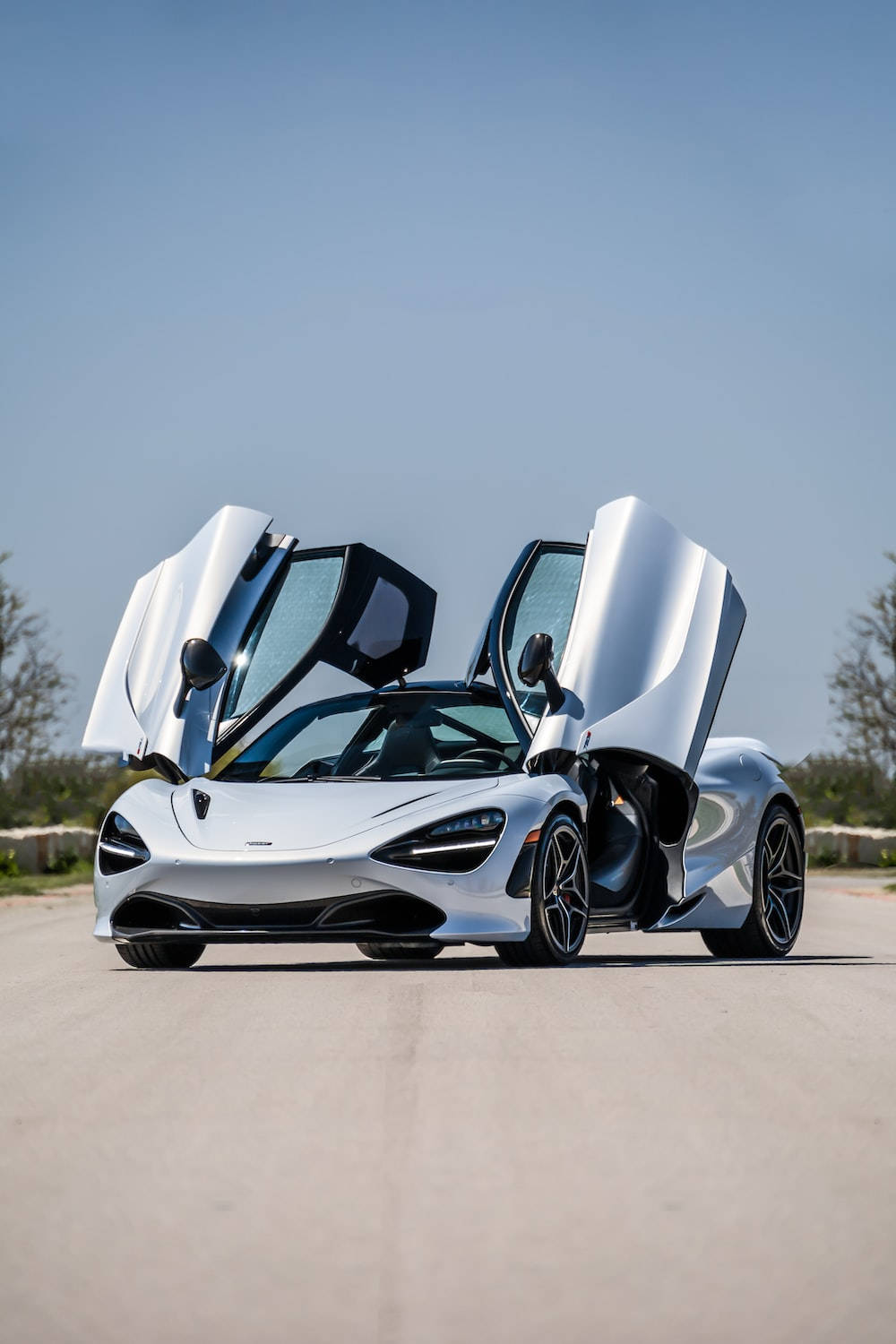 Mclaren 720s Silver Car Open Road Phone Wallpaper