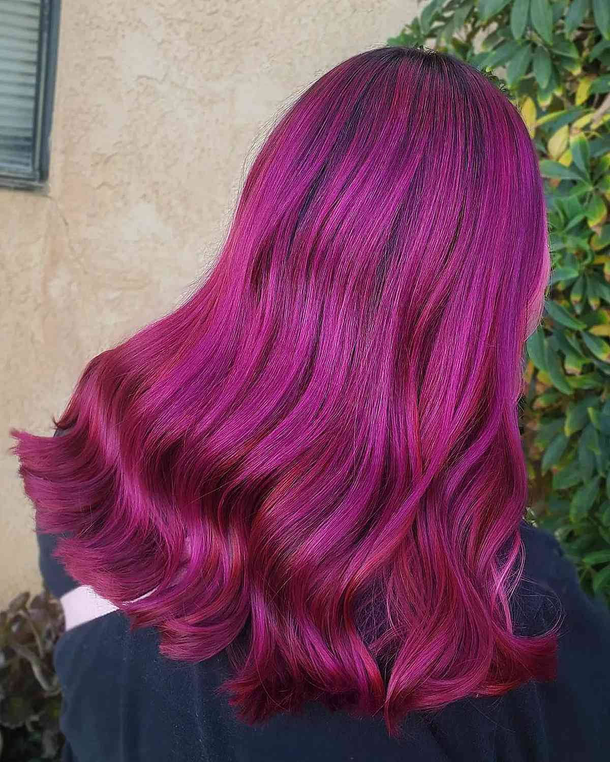 Medium-length Wavy Magenta Hair Wallpaper