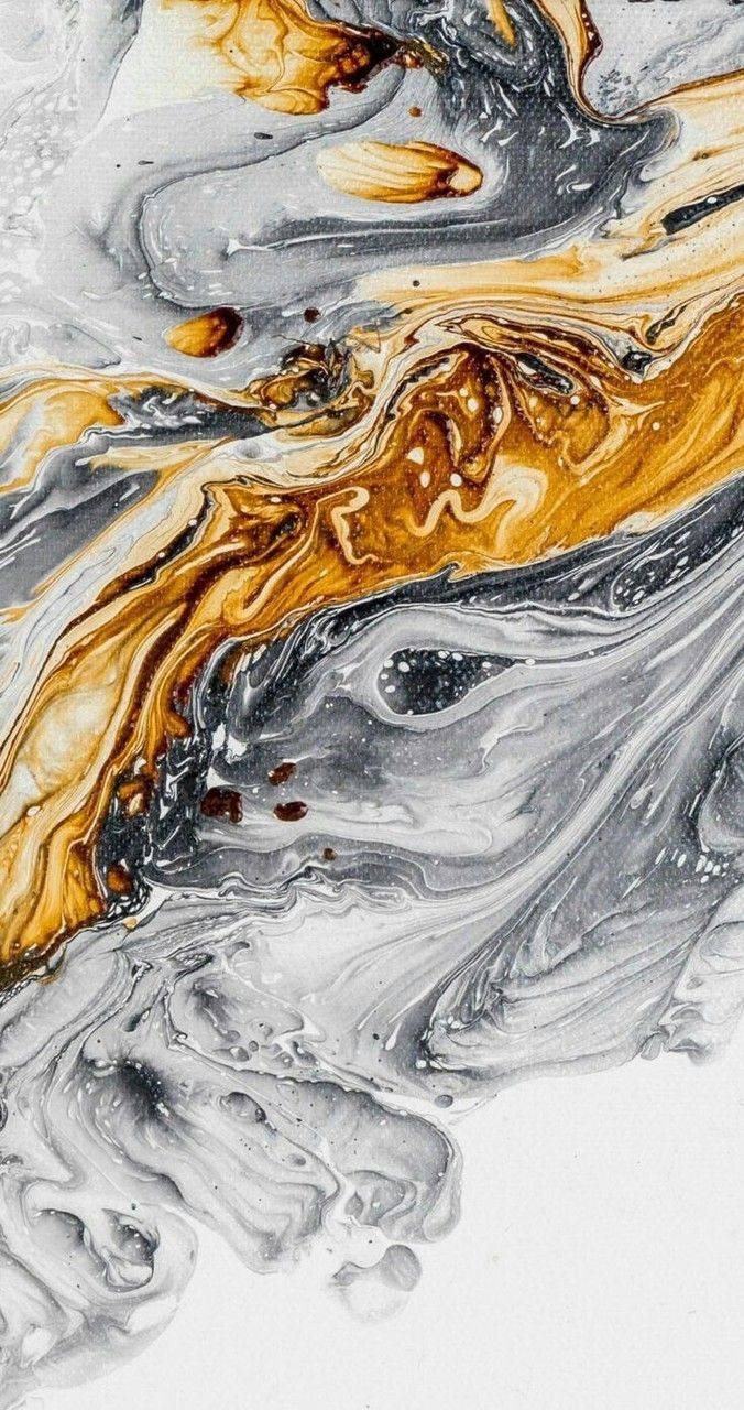 Melting Gray Gold Marble Wallpaper