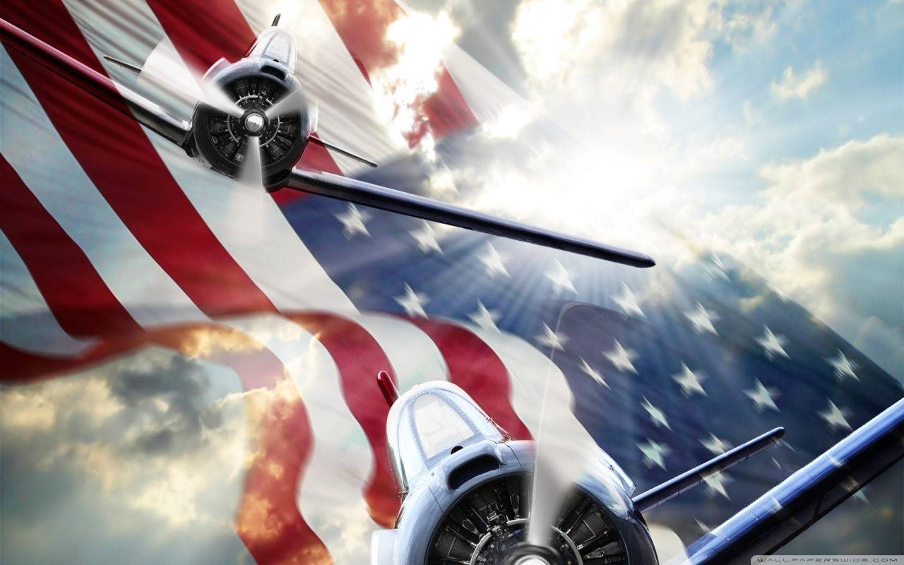Memorial Day Flag And Planes Wallpaper