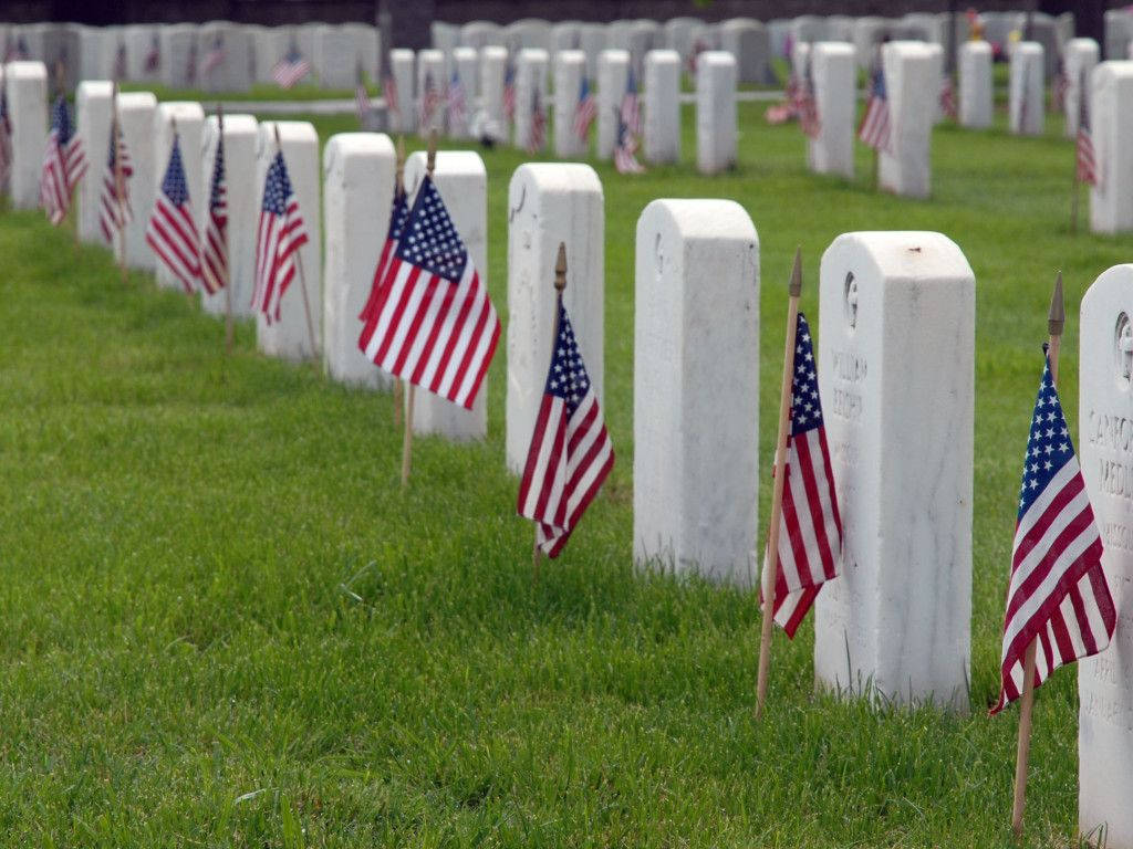 Memorial Day Flags On Tombs Wallpaper