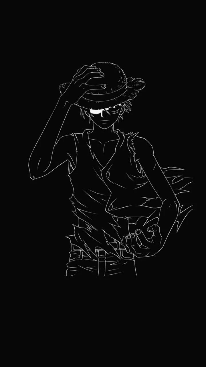 Menacing Luffy Black And White Wallpaper