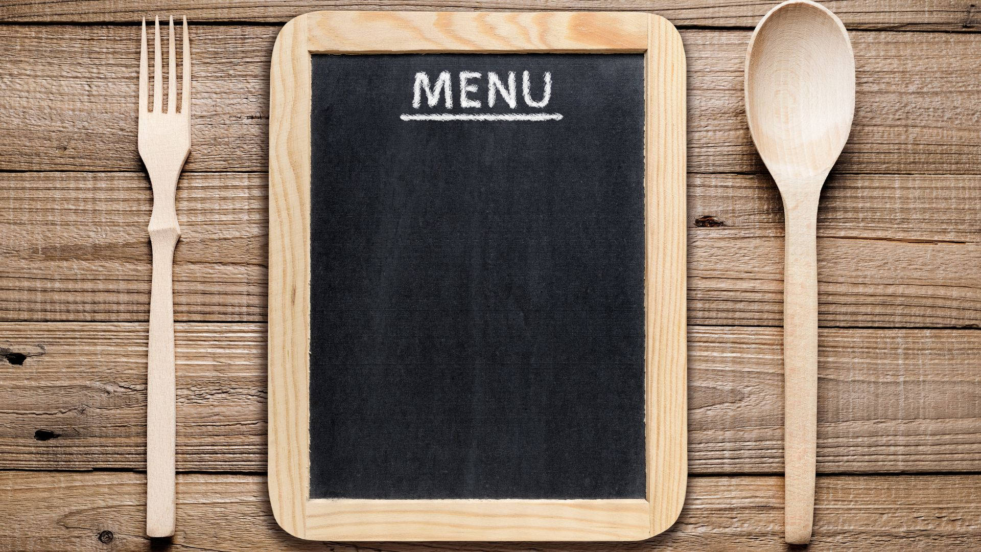 Menu Empty Food Board Spoon Fork Photography Wallpaper