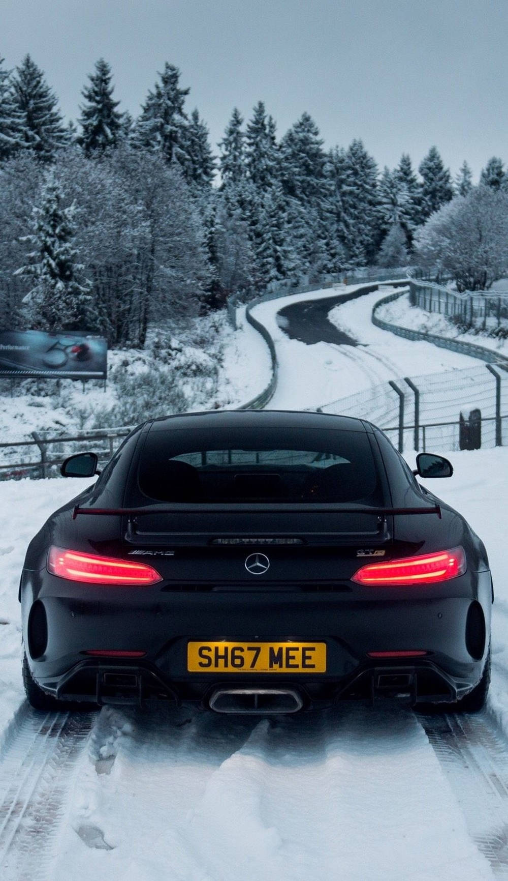 Mercedes Amg Gtr Snowy Road Wallpaper