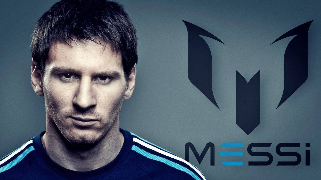 Messi Player And Logo Wallpaper