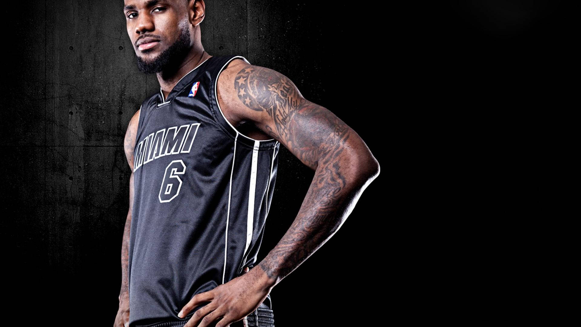 Miami Heat Lebron In Black Jersey Wallpaper WallpapersOK