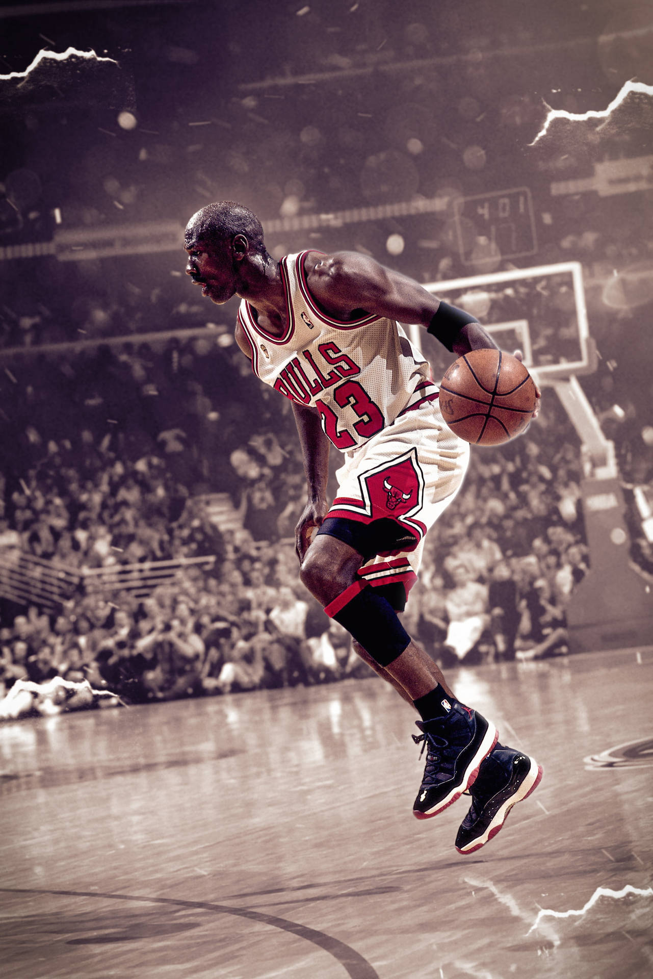 Michael Jordan Soars To The Hoop In A Chicago Bulls Jersey Wallpaper