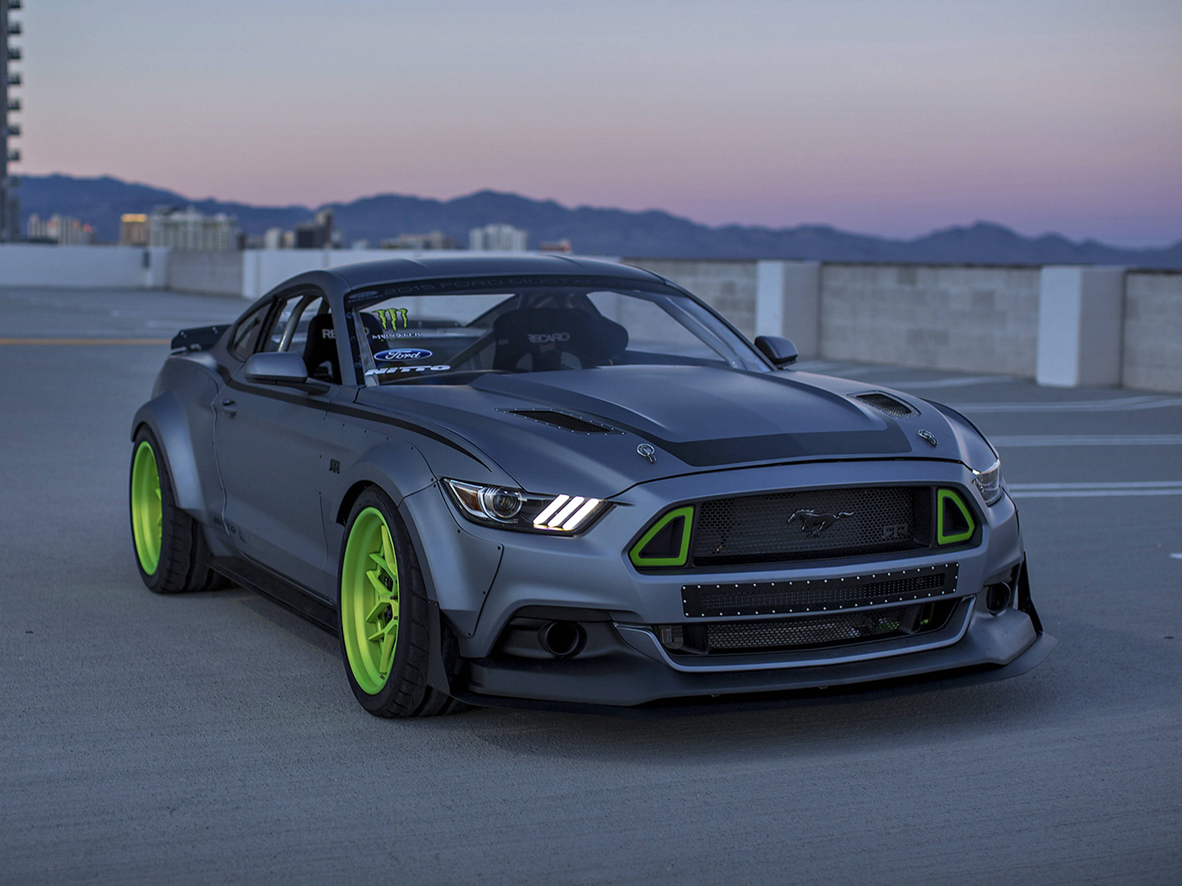 Mighty Ford Mustang Hd Under The Spell Of An Orange Sunset Wallpaper