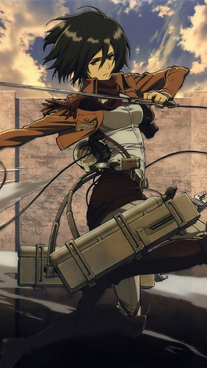 Mikasa Ackerman In Action Wallpaper
