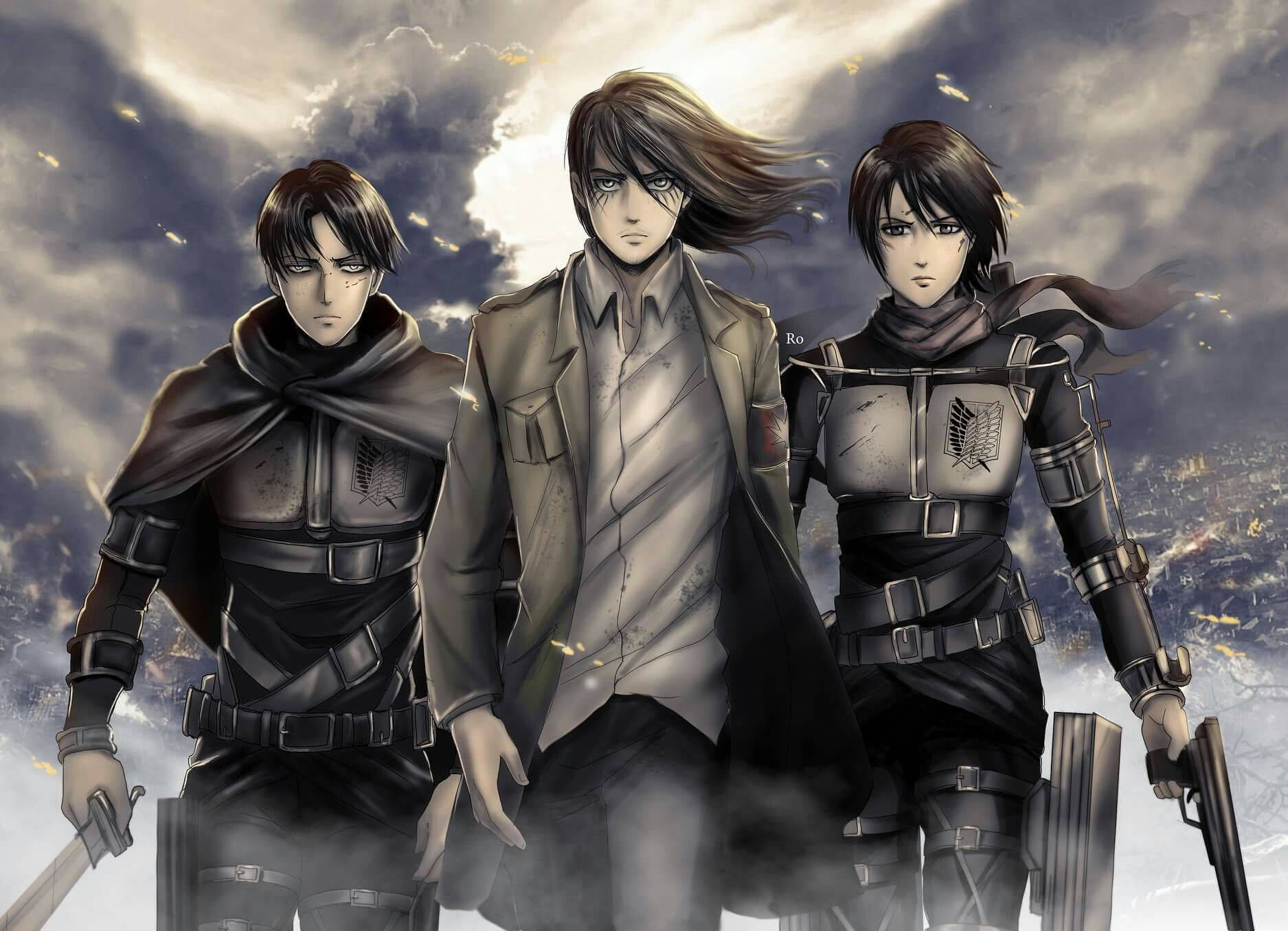 Mikasa Season 4 Friends Wallpaper