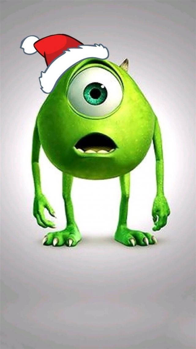 Mike Wazowski Wearing Hat Funny Christmas Wallpaper