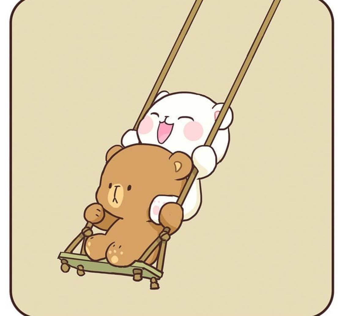 Milk And Mocha Bears Play Swing Wallpaper