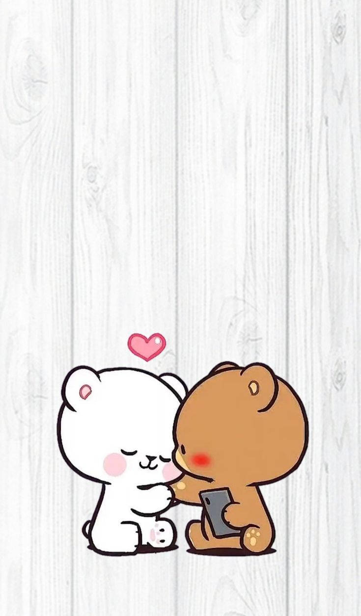 Milk And Mocha Bears White Wood Art Wallpaper