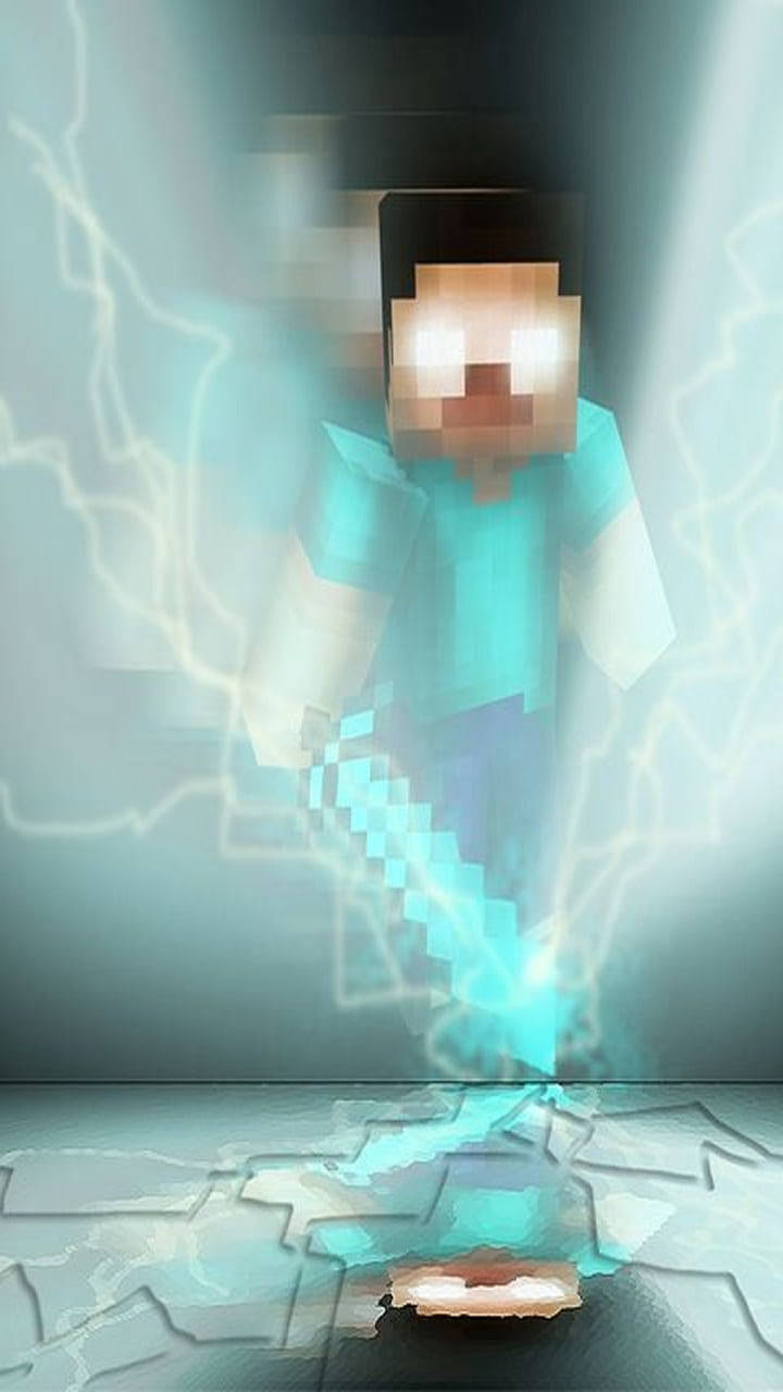 Minecraft Herobrine Dramatic Reflection Thunder Wallpaper