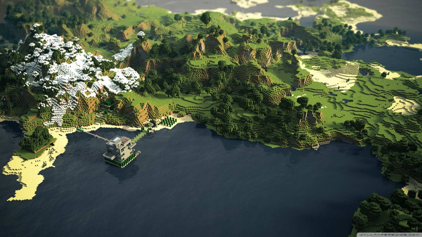 Minecraft Ocean Forest Landscape Wallpaper