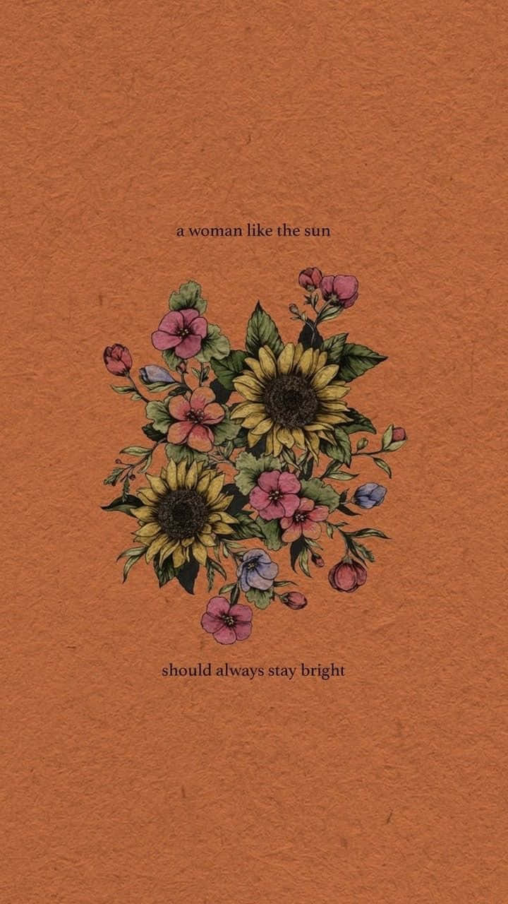 Minimalist Aesthetic Sunflower Quotes Painting Wallpaper