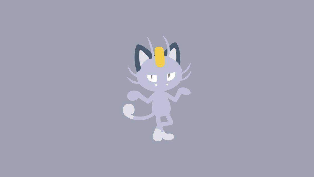 Minimalist Alolan Meowth With Gray Backdrop Wallpaper