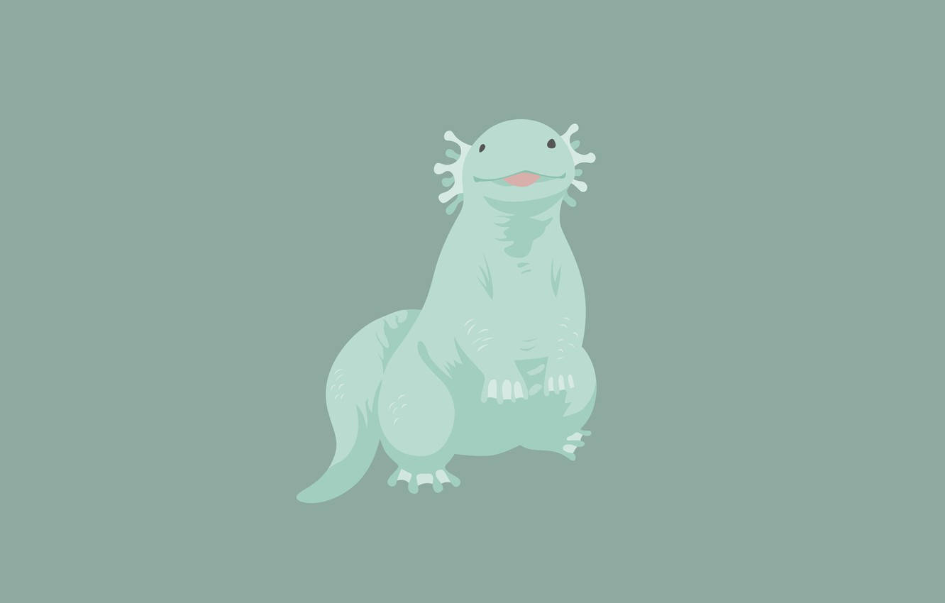 Minimalist Axolotl In Mint Green Wallpaper