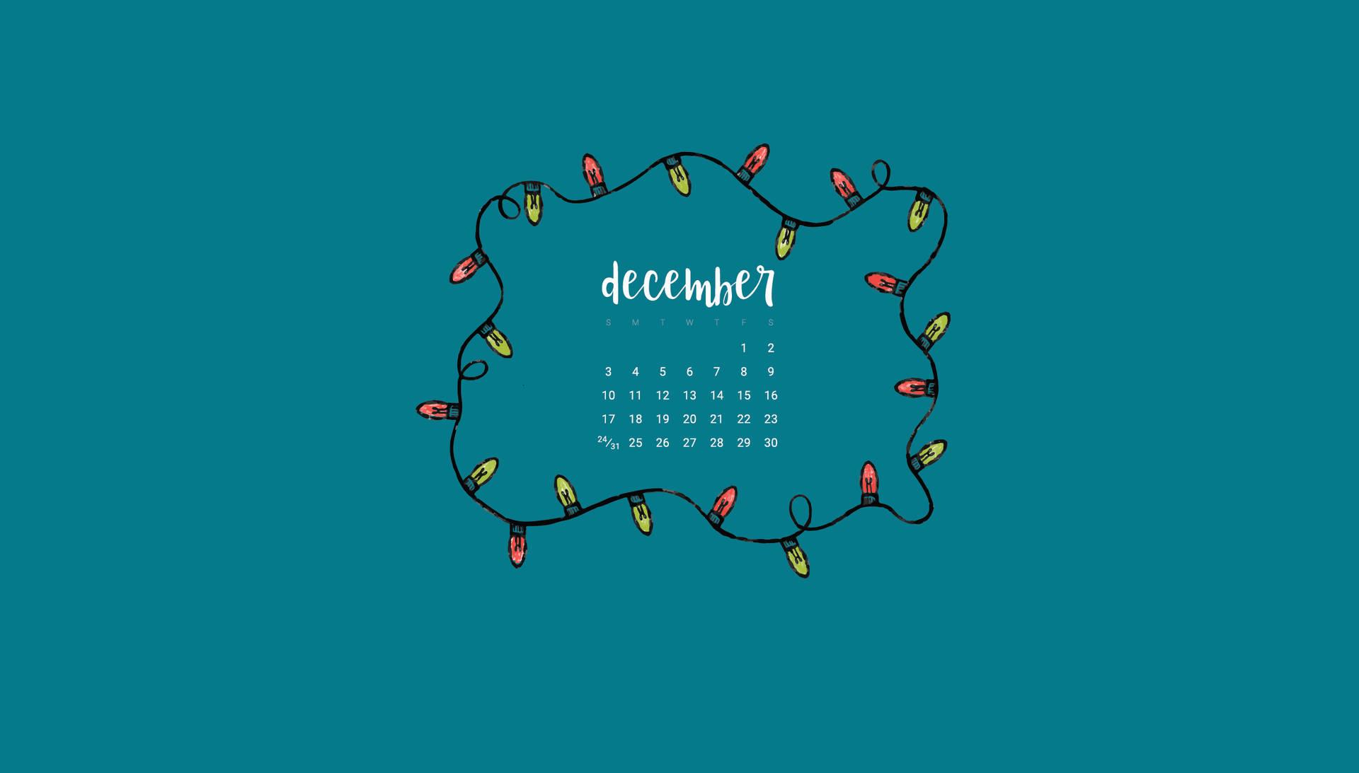 Minimalist Blue December Calendar Wallpaper