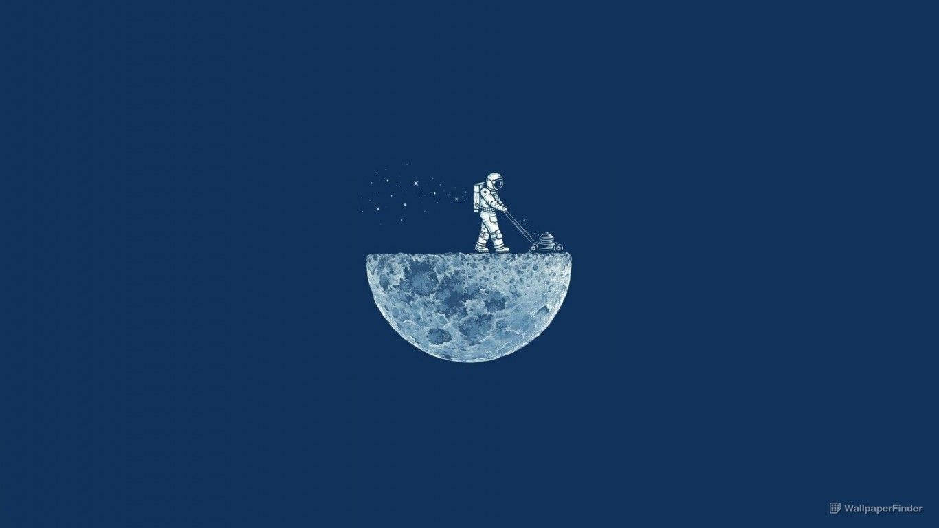 Minimalist Moon And Astronaut Wallpaper