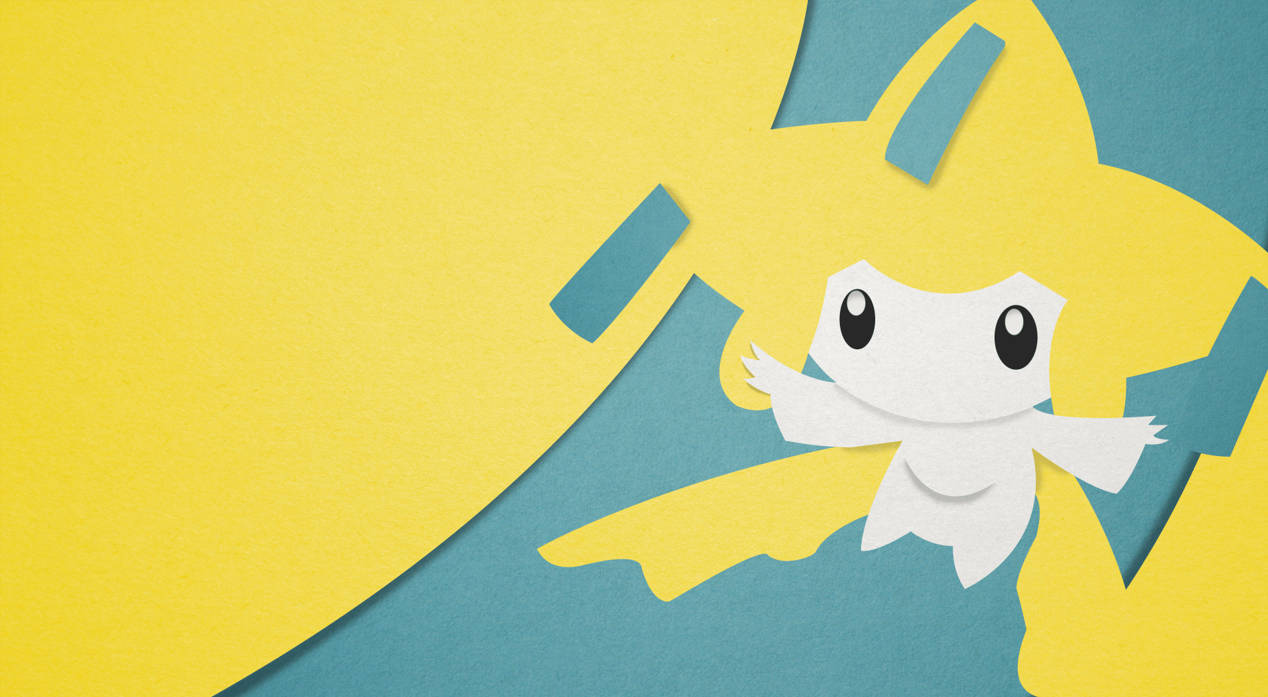 Minimalist Pokémon Jirachi Blue Yellow Wallpaper