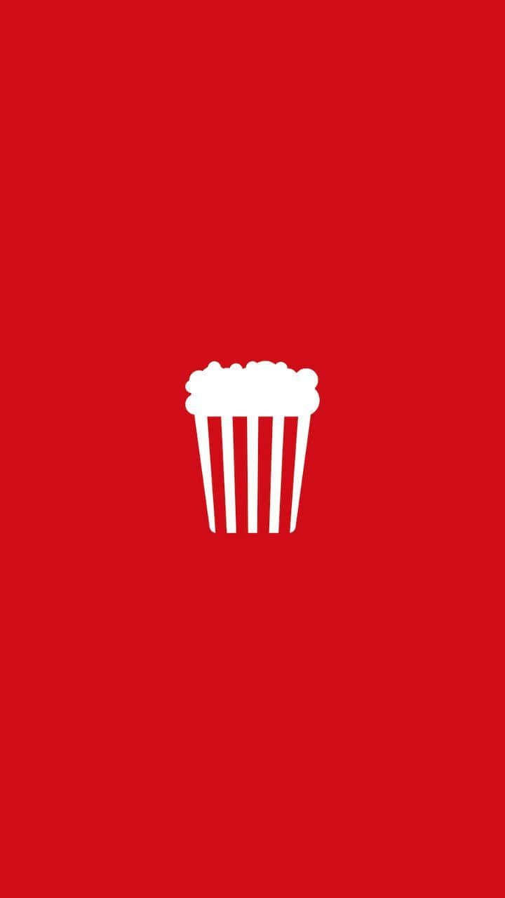 Minimalist Popcorn Icon Red Background Wallpaper