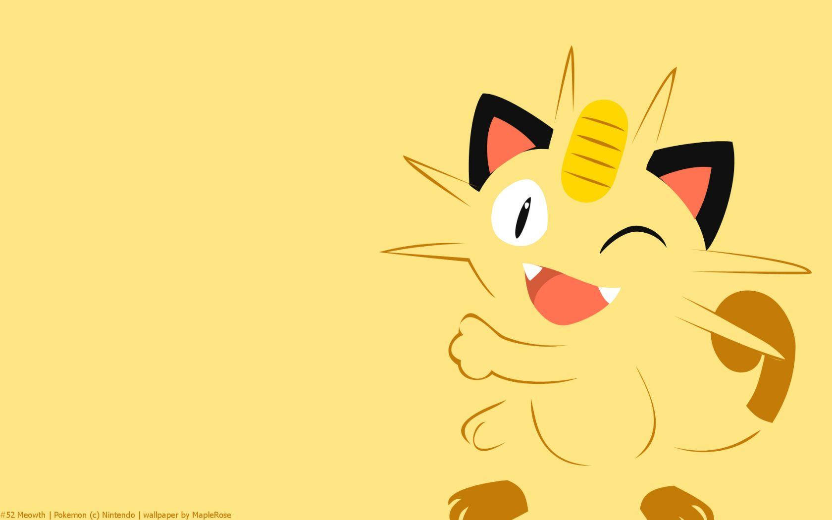 Minimalist Winking Meowth Wallpaper