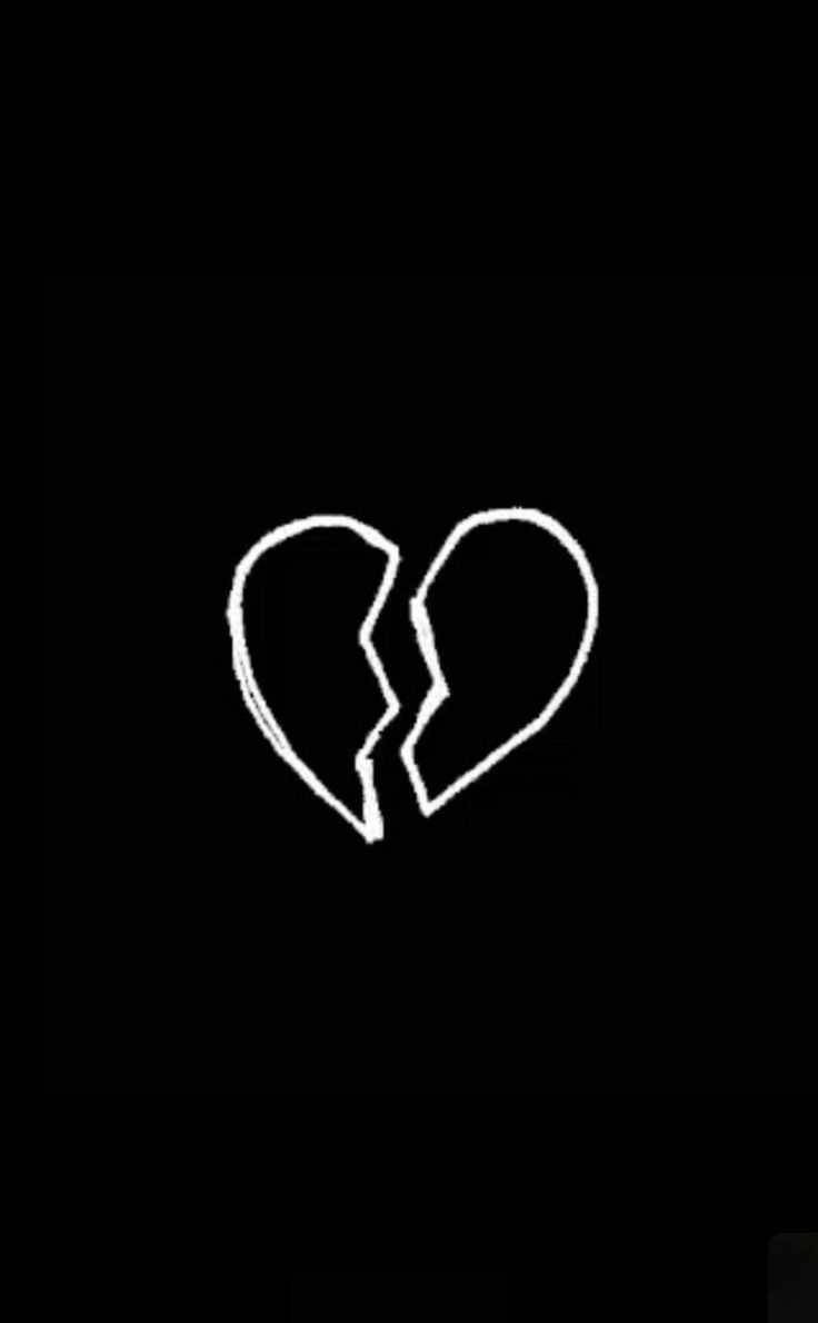 Minimalistic Broken Heart Black Wallpaper