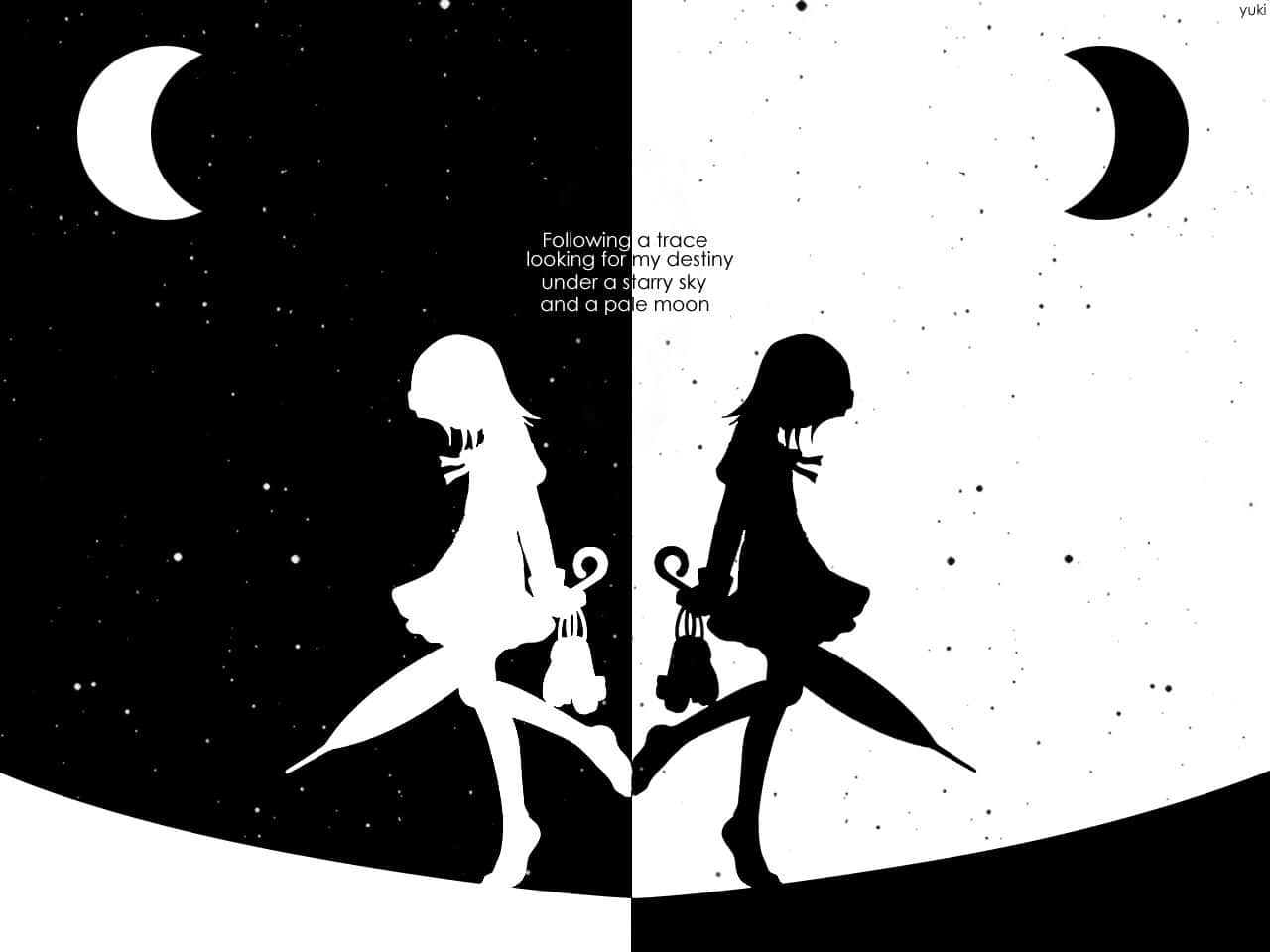 'mix Of Monochrome And Anime Dreams' Wallpaper