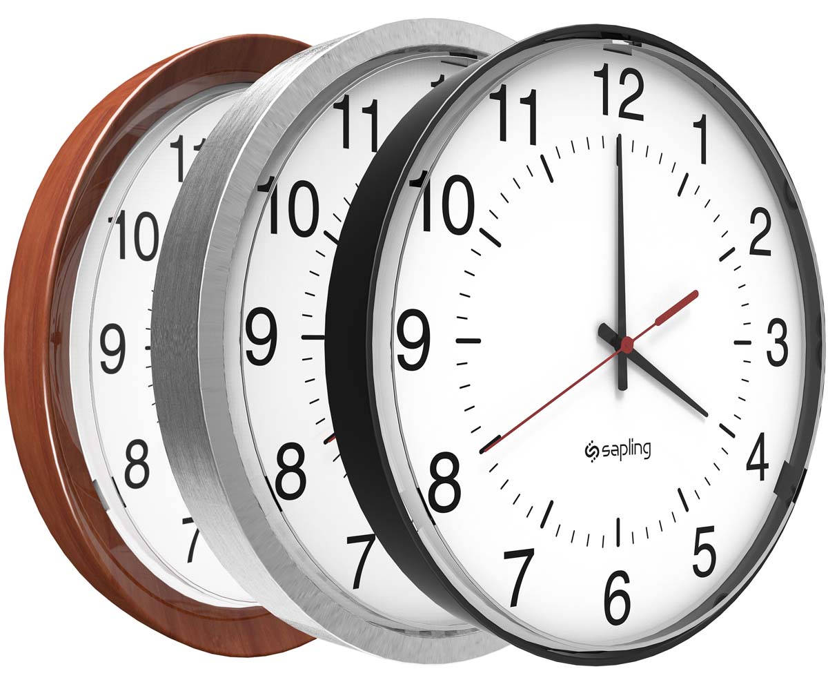 Modern Timepieces: Slim Sapling Round Clocks Wallpaper