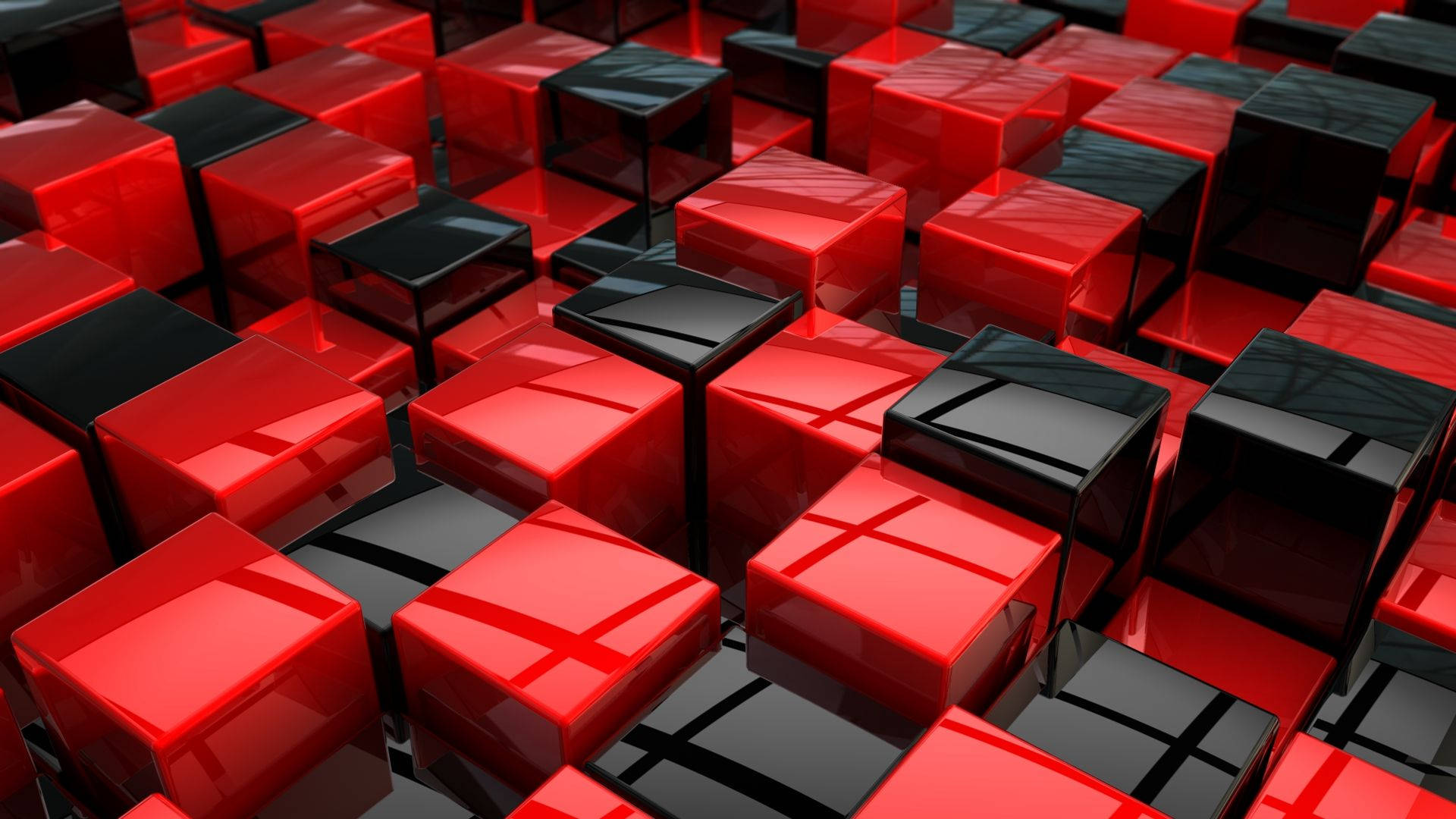 Modular Explosion Of Red And Black Cubes Wallpaper