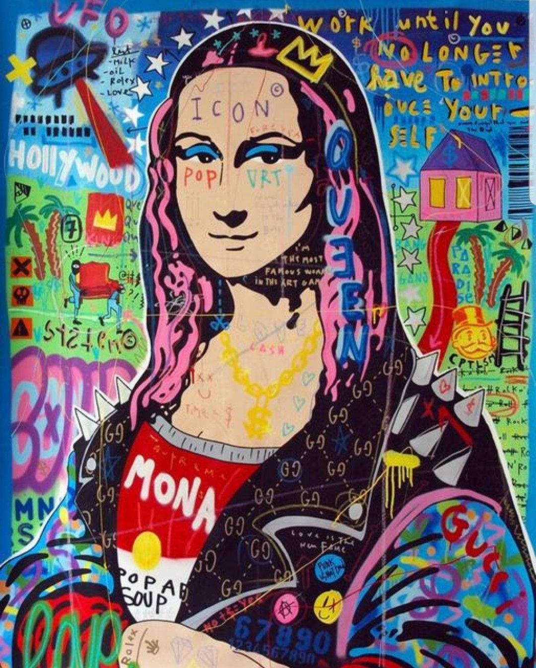 Mona Lisa Modern Graffiti Art Wallpaper
