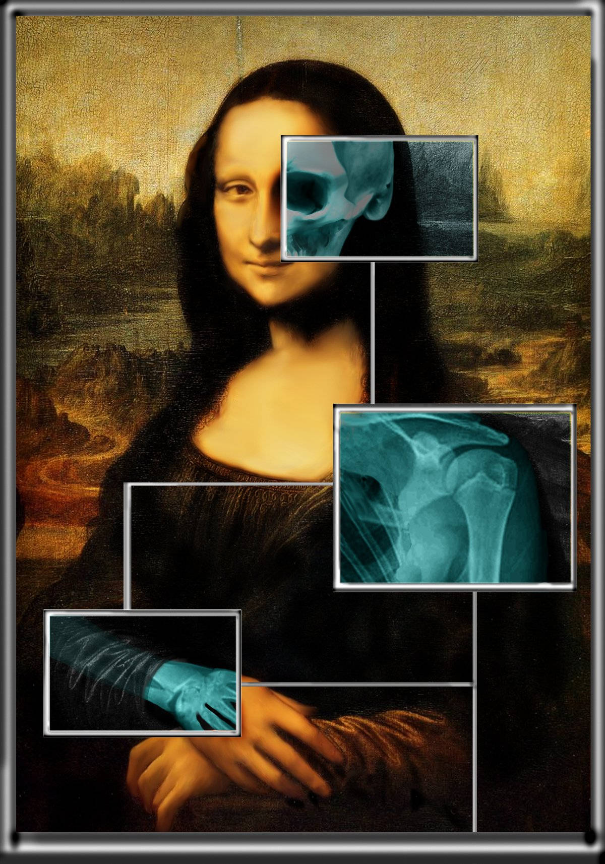 Mona Lisa Skeleton Art Phone Wallpaper