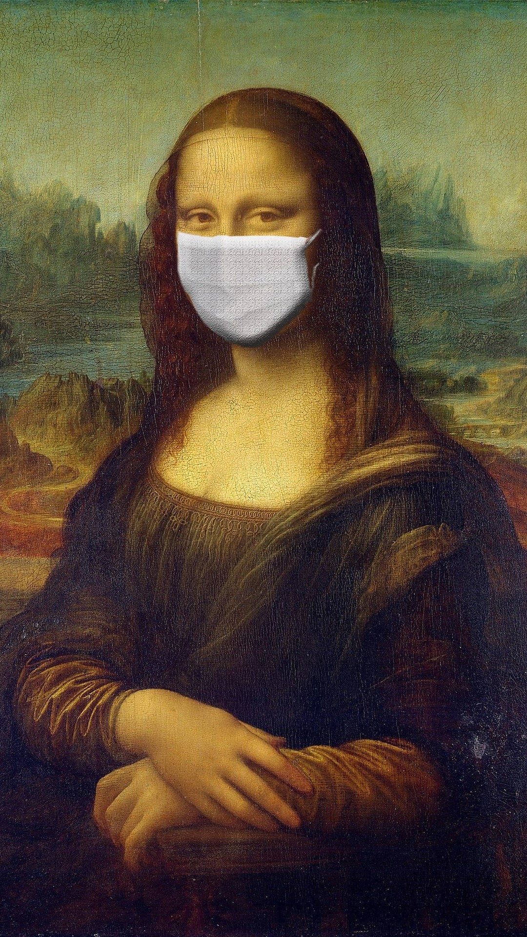 Mona Lisa Trendy Mask Phone Wallpaper