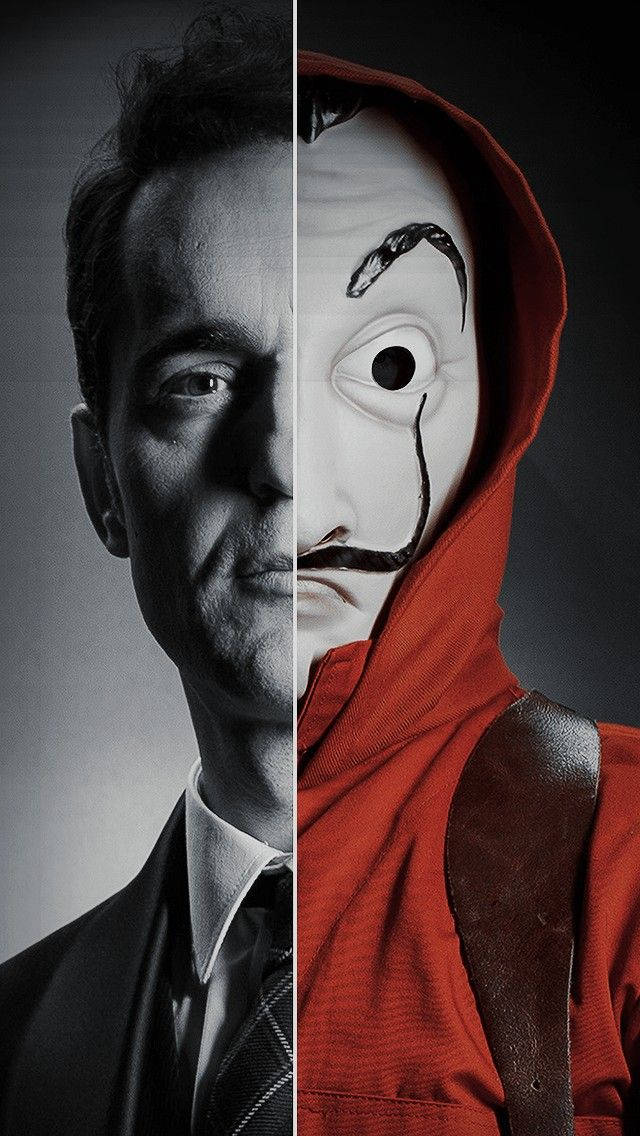 Money Heist Professor And Robber Portrait Wallpaper