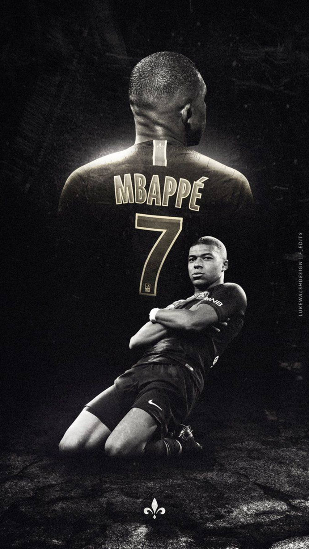 Monochromatic Kylian Mbappe 4k Wallpaper