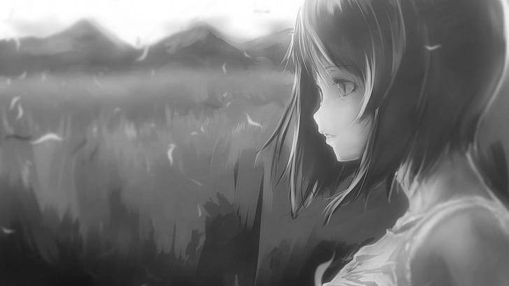 Monochrome Aesthetic Anime Emo Girl Wallpaper