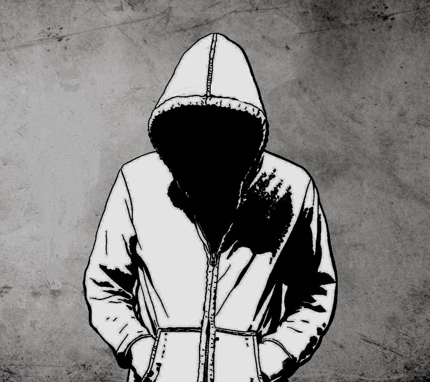 Monochrome Graphic Art Of Hoodie Wallpaper