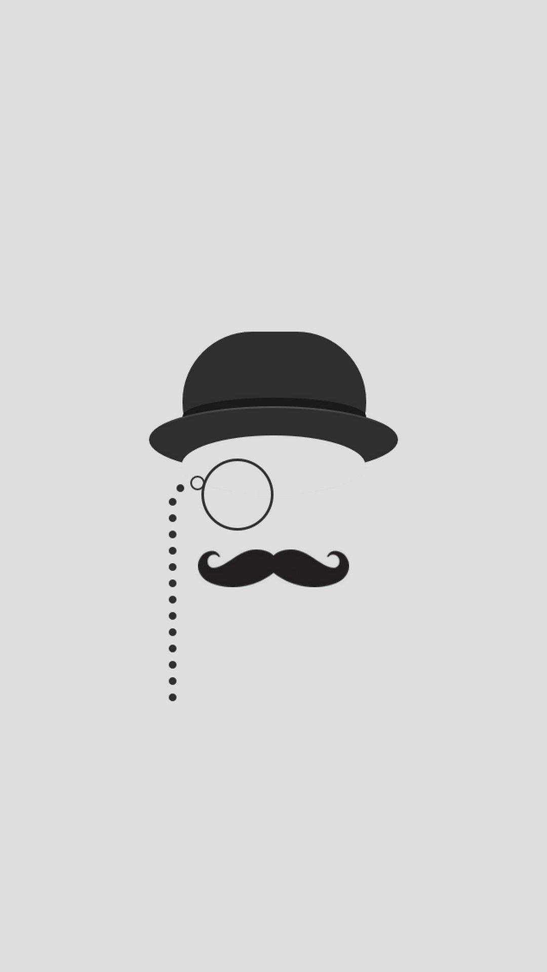 Monocle And Hat Dark Grey Iphone Wallpaper