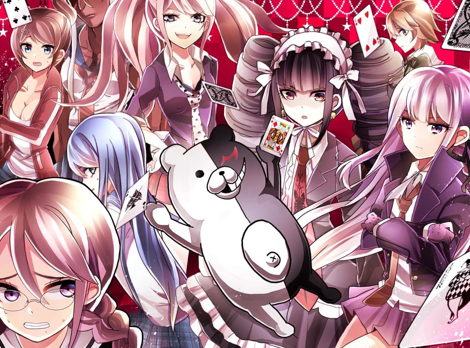 Monokuma With Danganronpa Anime Characters Wallpaper