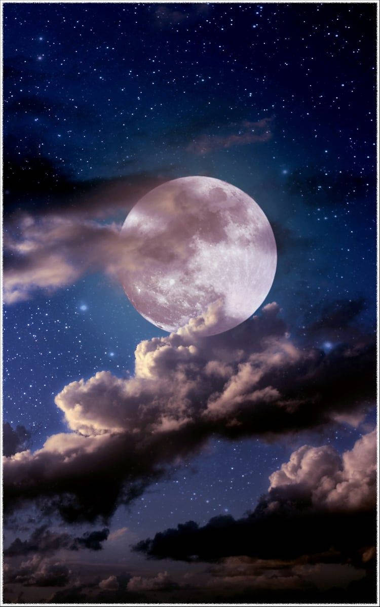 Moon Phone Bright Stars Art Wallpaper