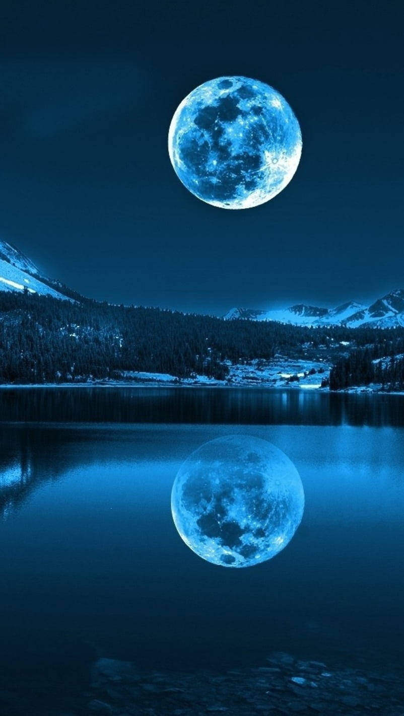 Moon Phone Mountain And Sea Wallpaper