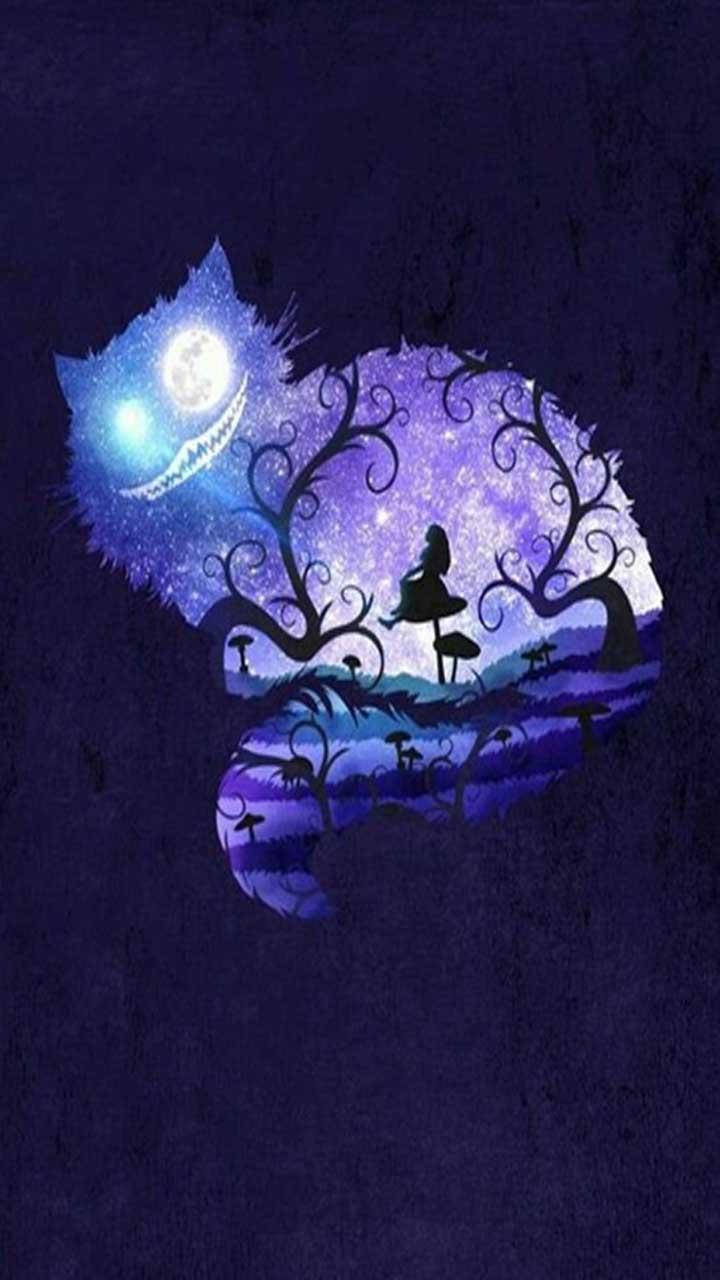 Moonlight Cheshire Cat Wallpaper