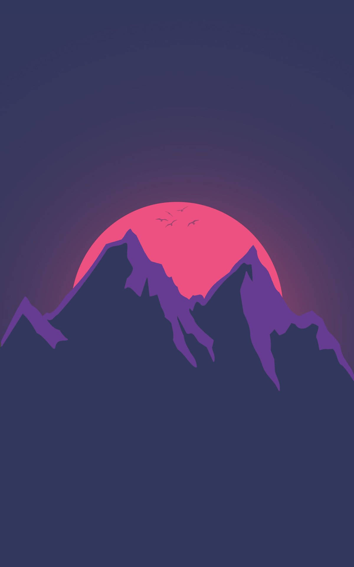 Mountain And Moon Art Smartphone Background Wallpaper