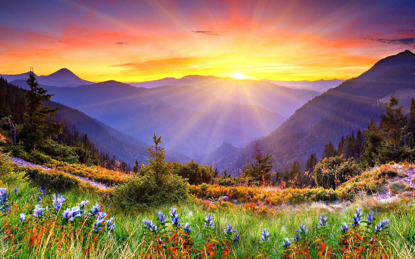 Mountain Landscape Sunrise Wallpaper