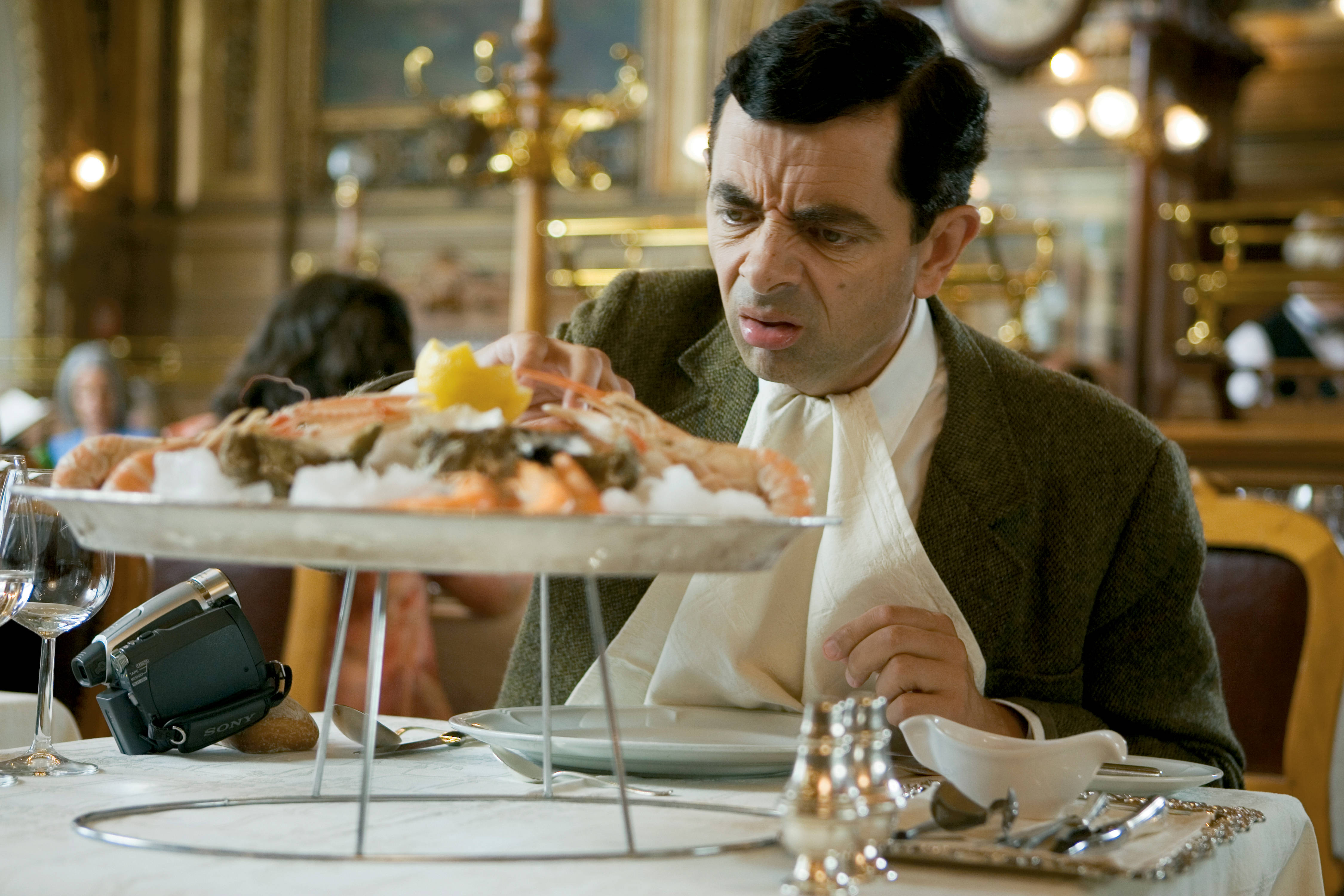 Mr Bean 4k With Shrimp Platter Wallpaper