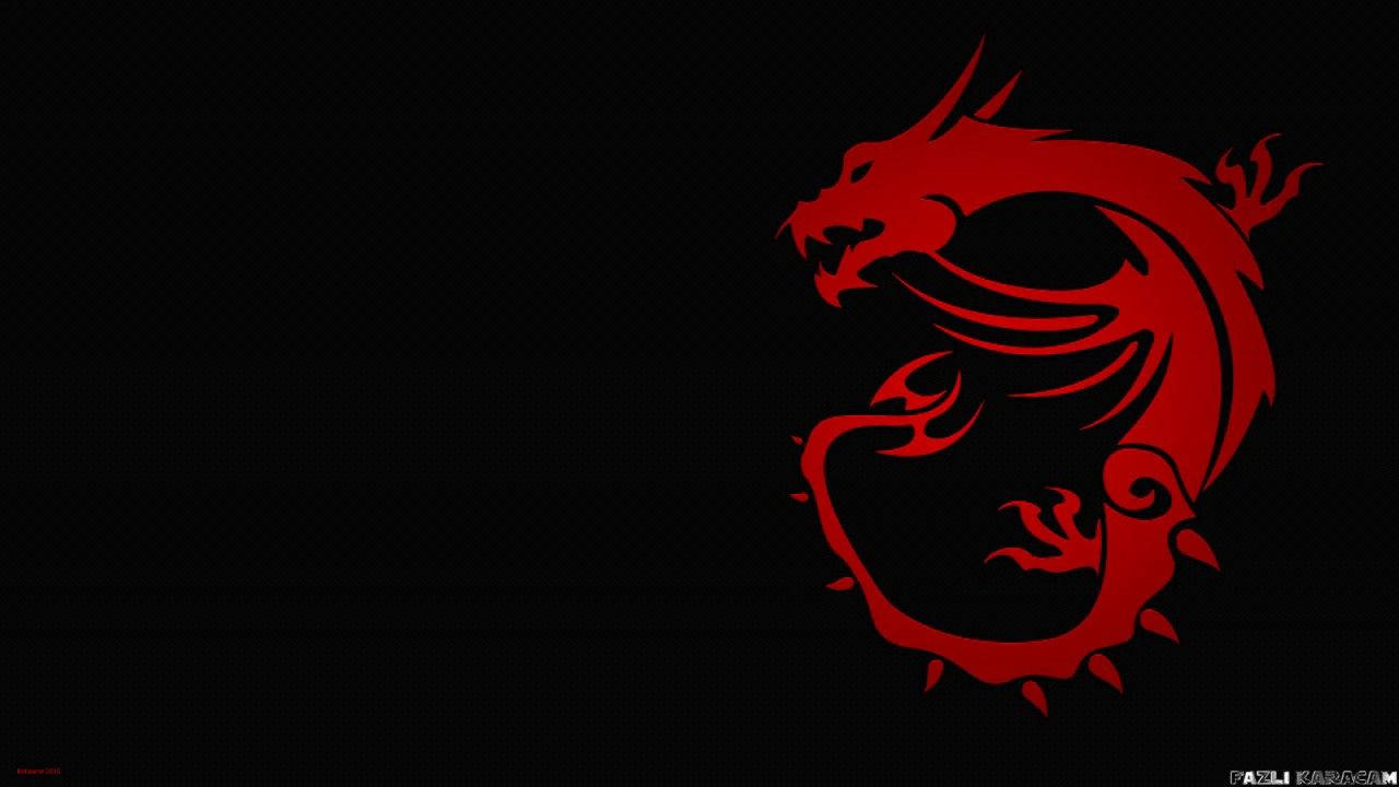 Msi Rgb Red Dragon On Black Background Wallpaper